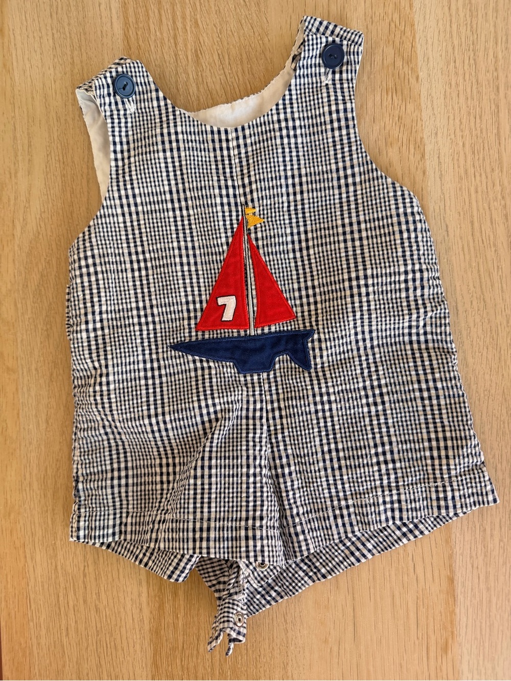 Navy Sailboat Jon Jon Romper with Sailboat